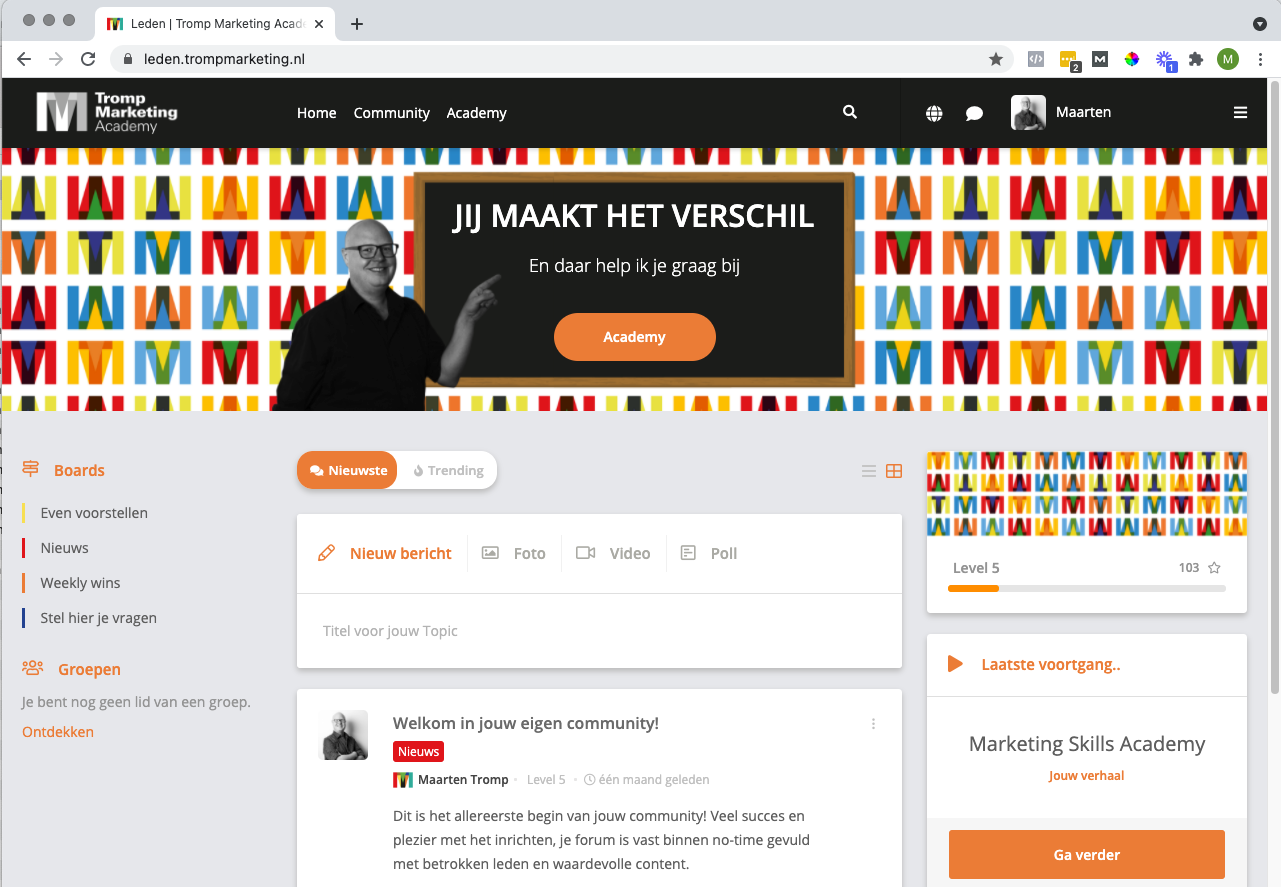 Community om ervaringen uit te wisselen